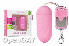 10-Speed Remote Vibrating Ribbed Egg - Pink 
