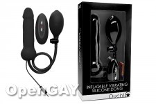 Inflatable Vibrating Silicone Dong - Black 