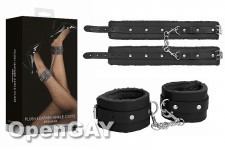 Plush Leather Ankle Cuffs Premium - Black 